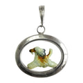 Afghan Hound Custom Enamel  in Sterling Silver Oval Pendant