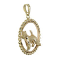 Airedale Terrier in 14K Gold Beaded Circle Pendant
