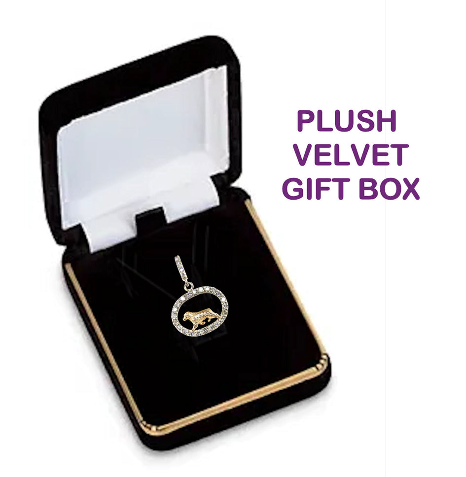 Australian Shepherd 14K Gold in Exquisite Tiny Genuine Diamond Oval Pendant