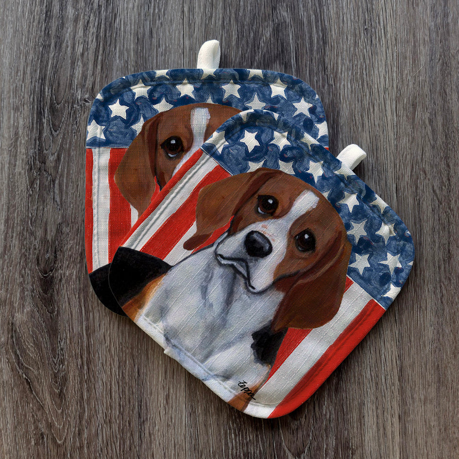 Beagle  Americana Pot Holder Set