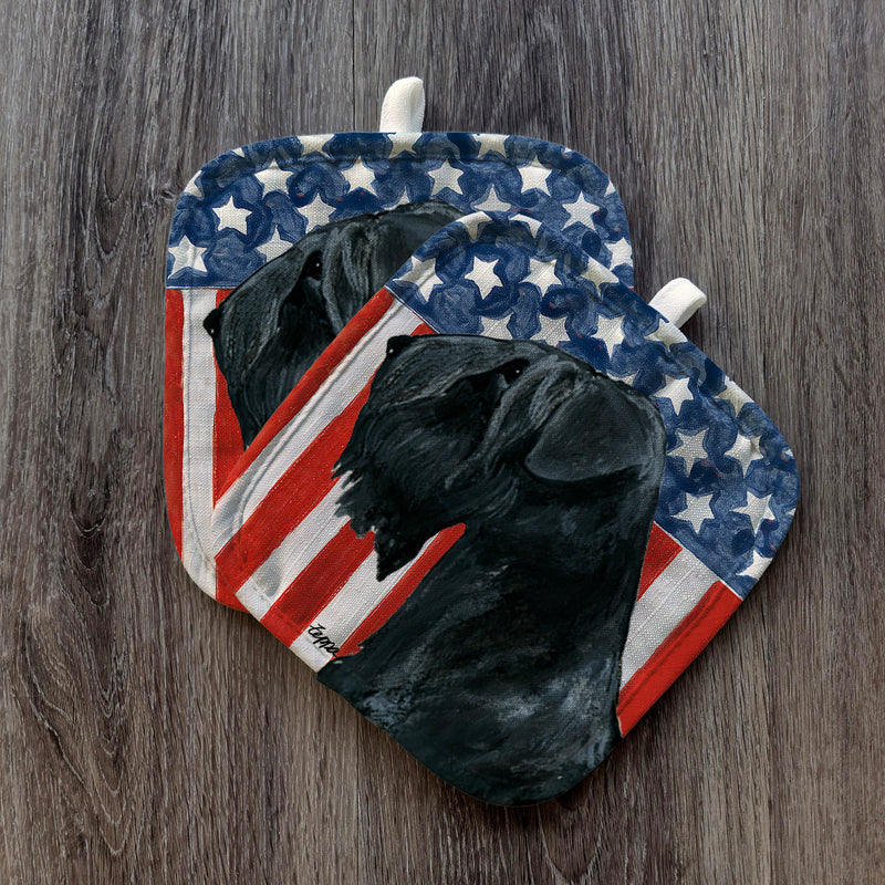 Black Russian Terrier  Americana Pot Holder Set