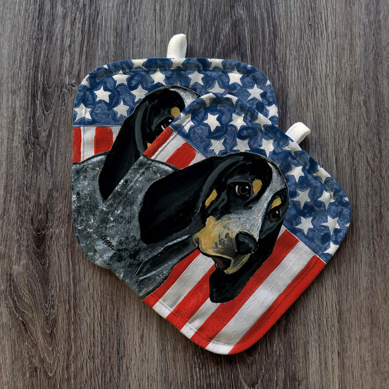 Bluetick Coonhound  Americana Pot Holder Set