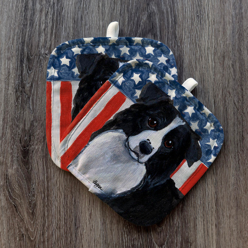 Border Collie  Americana Pot Holder Set
