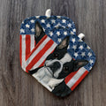 Boston Terrier Lying Down  Americana Pot Holder Set