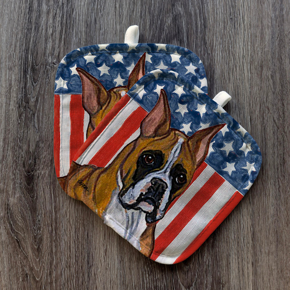 Boxer  Americana Pot Holder Set