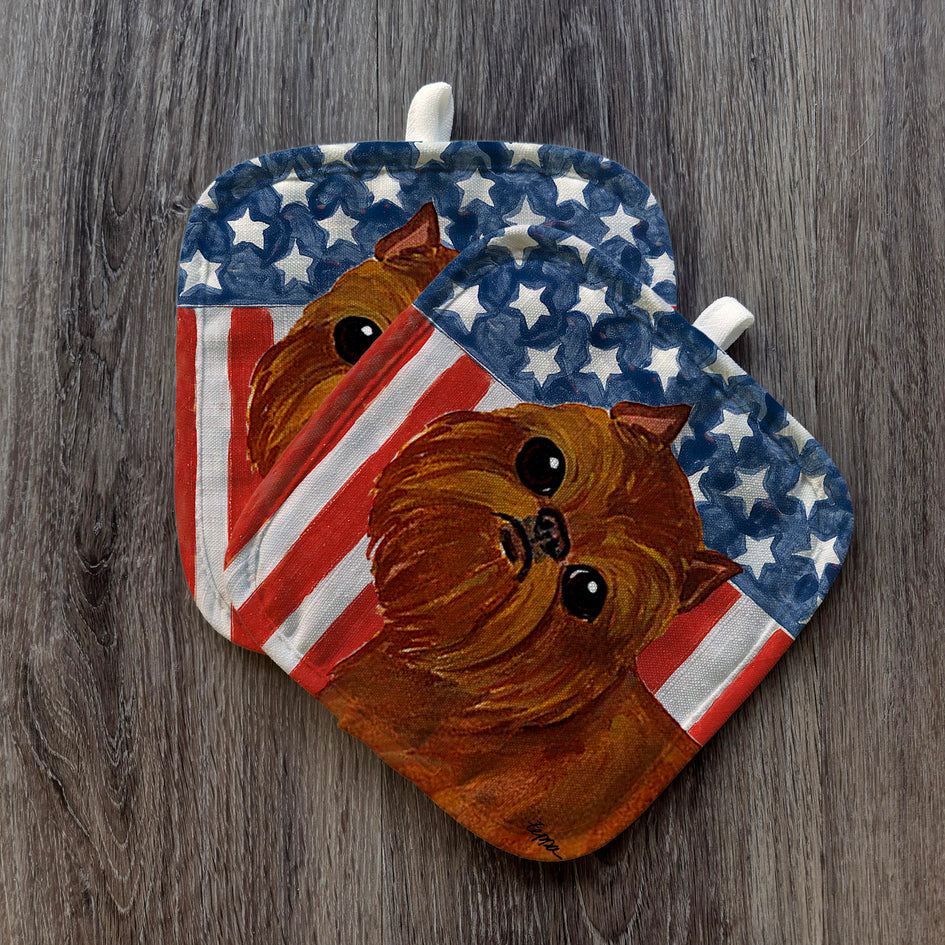 Brussels Griffon  Americana Pot Holder Set
