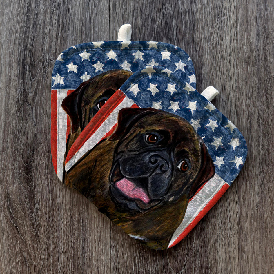 Bullmastiff  Americana Pot Holder Set