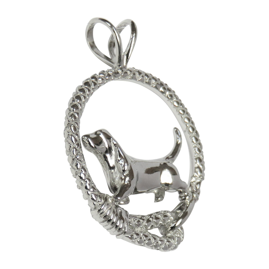 Basset Hound in Sterling Silver Leash Pendant
