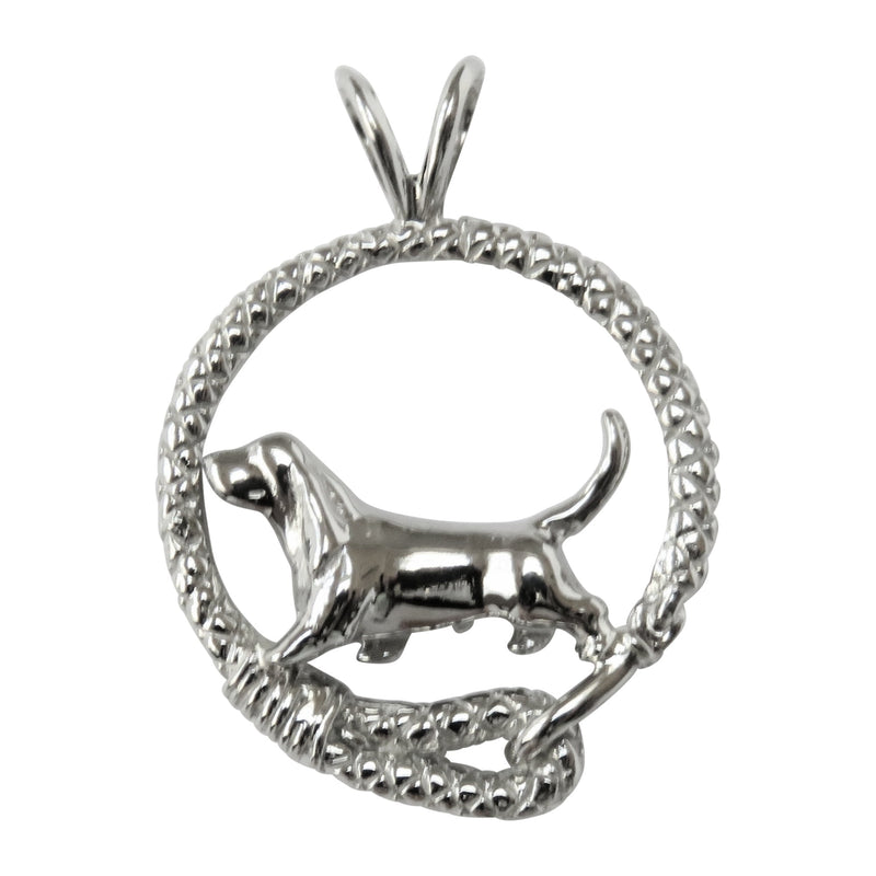 Basset Hound in Sterling Silver Leash Pendant