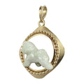 Bichon Frise Custom Enamel  in 14K Gold Diamond Shape Frame Pendant