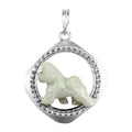 Bichon Frise Custom Enamel in Sterling Silver Diamond Shape Frame Pendant