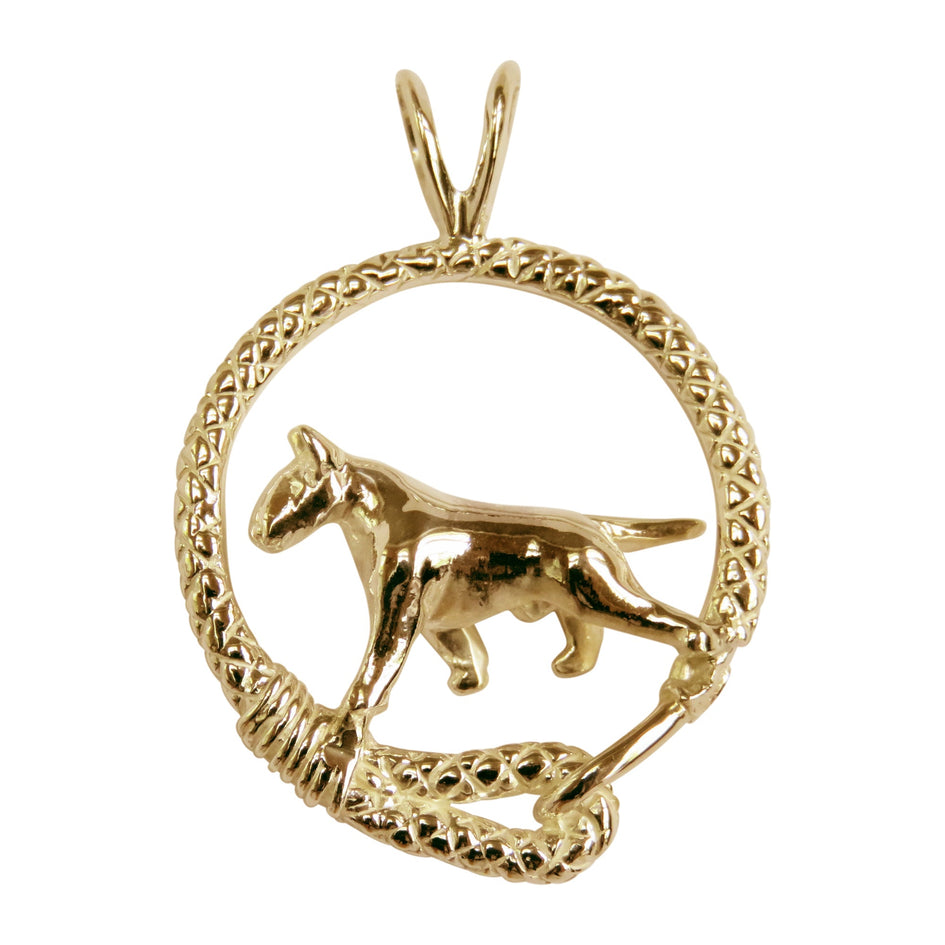 Bull Terrier in 14K Gold Leash Pendant