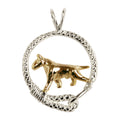 Bull Terrier in 14K Gold with Sterling Silver Leash Pendant