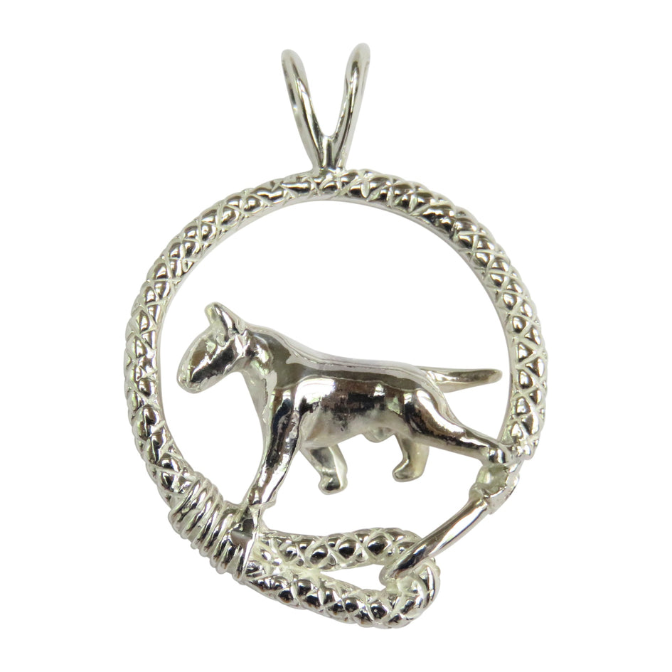 Bull Terrier in Sterling Silver Leash Pendant