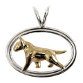 Bull Terrier in 14K Gold with Sterling Silver Double Oval Pendant
