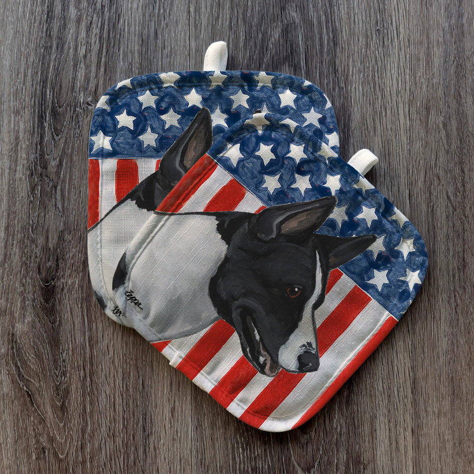 Canaan Dog Americana Pot Holder Set