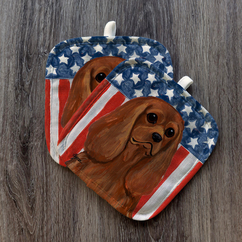 Cavalier King Charles Spaniel  Americana Pot Holder Set