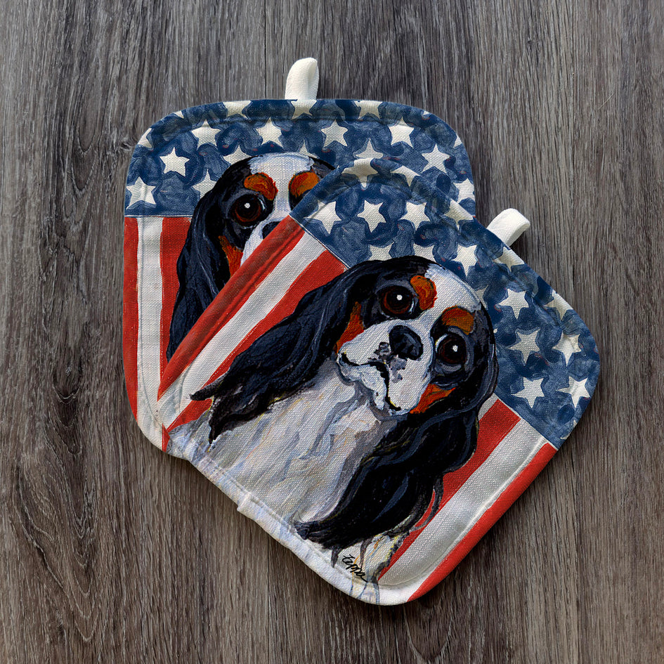 Cavalier King Charles Spaniel  Americana Pot Holder Set
