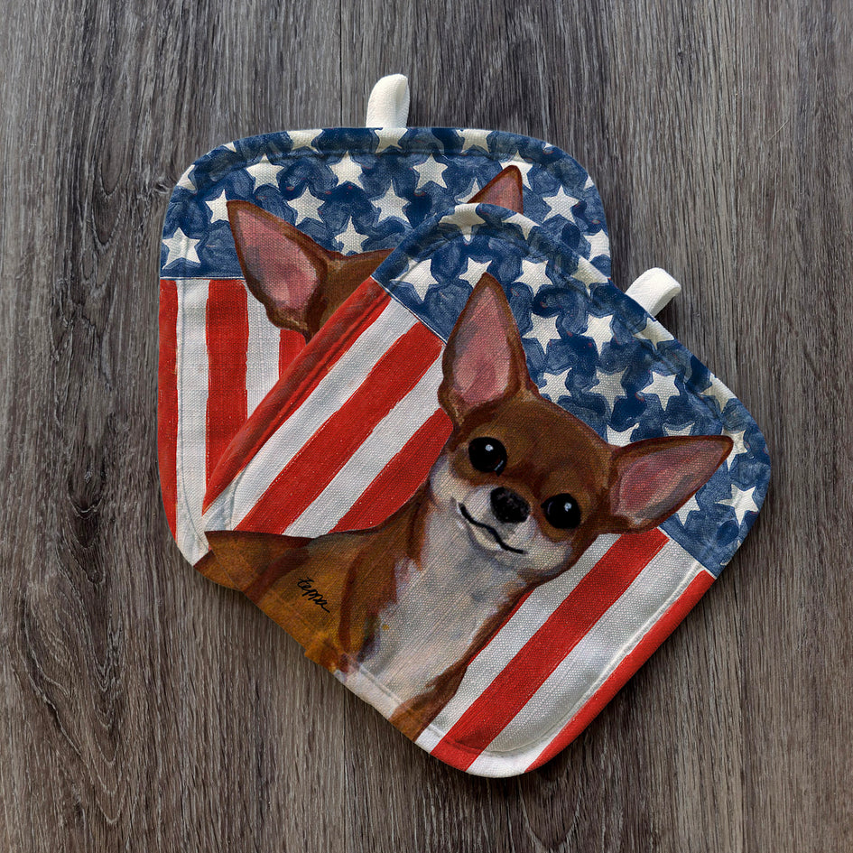 Chihuahua  Americana Pot Holder Set
