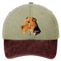 Airedale Terrier  Embroidered Two Tone Baseball Cap