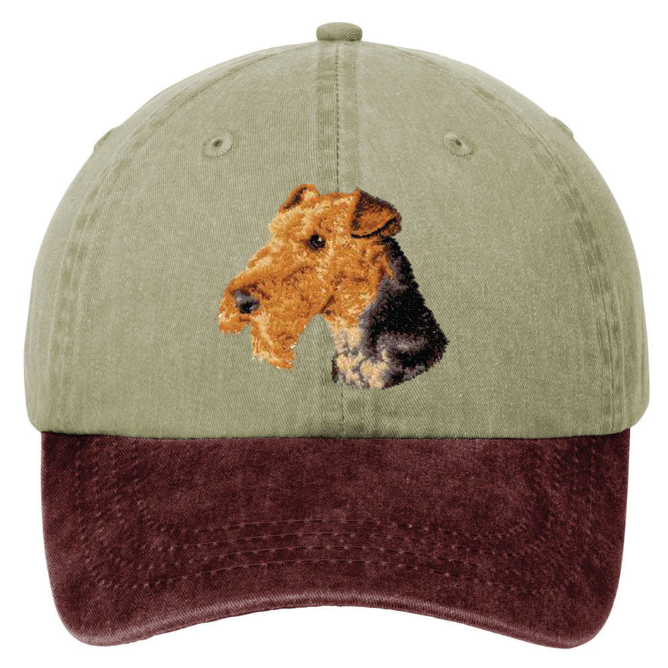 Airedale Terrier  Embroidered Two Tone Baseball Cap