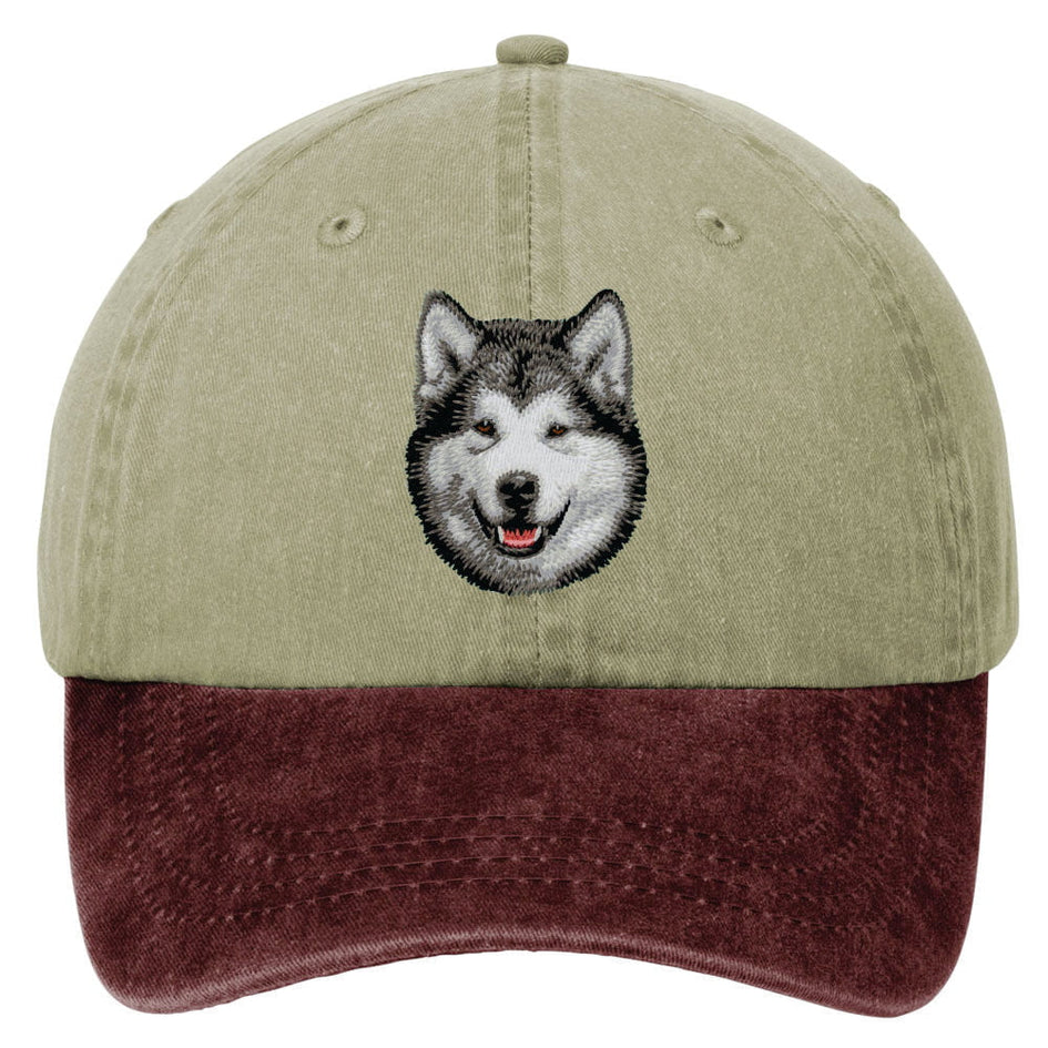 Alaskan Malamute  Embroidered Two Tone Baseball Cap
