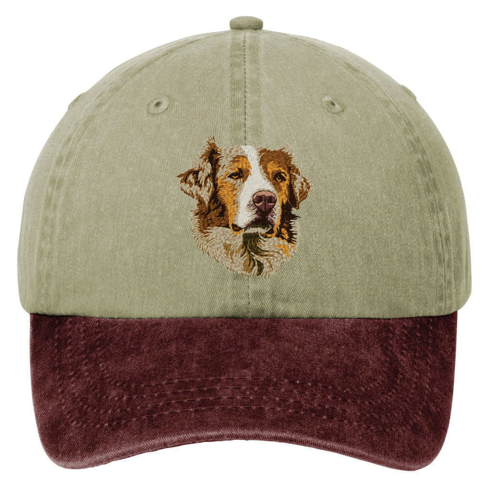 Australian Shepherd  Embroidered Two Tone Baseball Cap