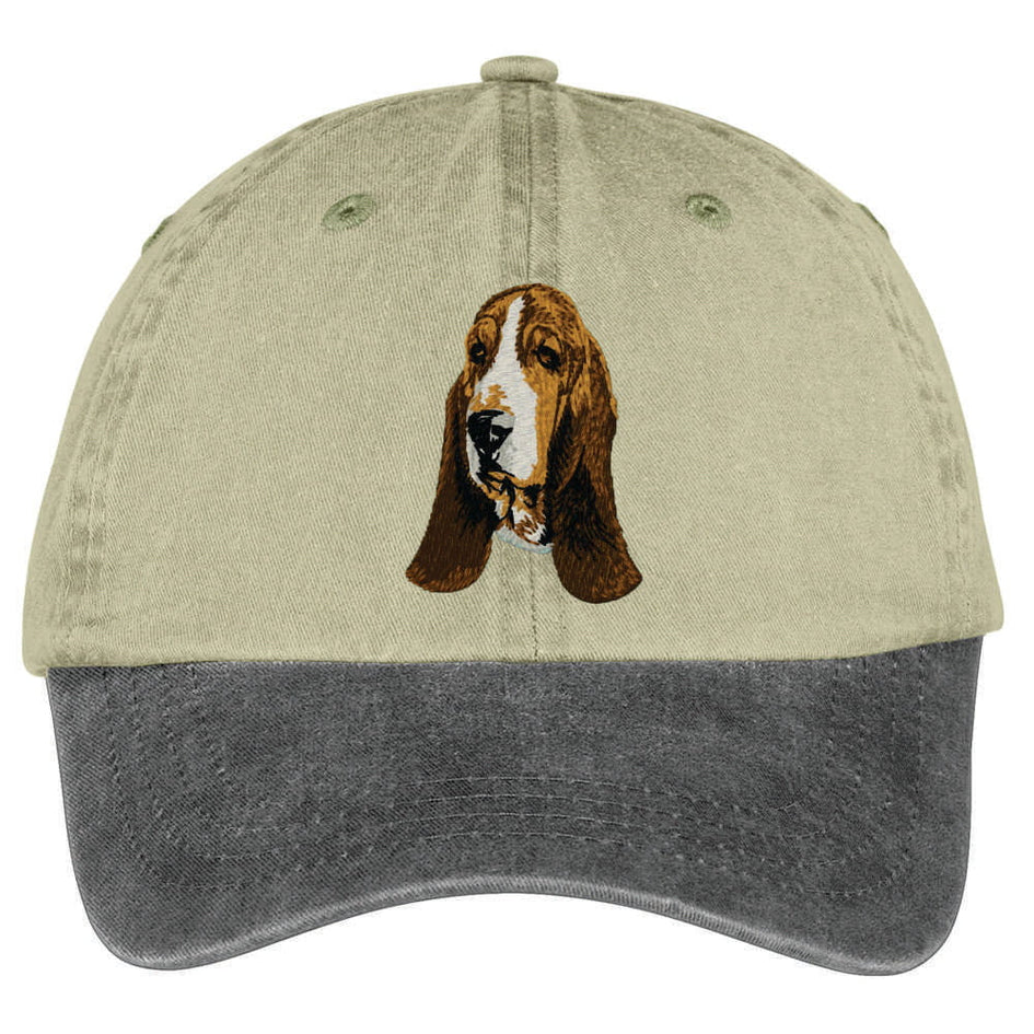 Basset Hound  Embroidered Two Tone Baseball Cap