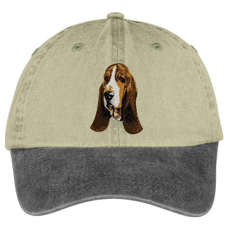 Basset Hound  Embroidered Two Tone Baseball Cap
