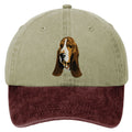 Basset Hound  Embroidered Two Tone Baseball Cap