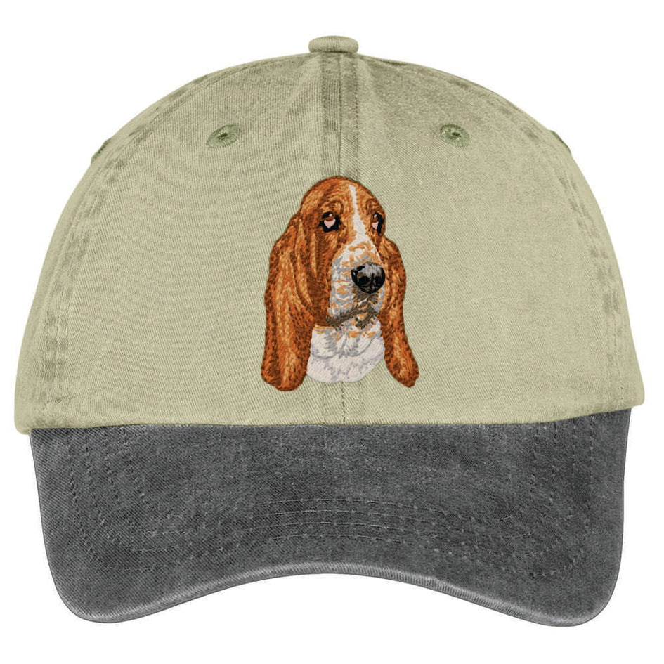 Basset Hound  Embroidered Two Tone Baseball Cap