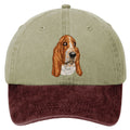 Basset Hound  Embroidered Two Tone Baseball Cap