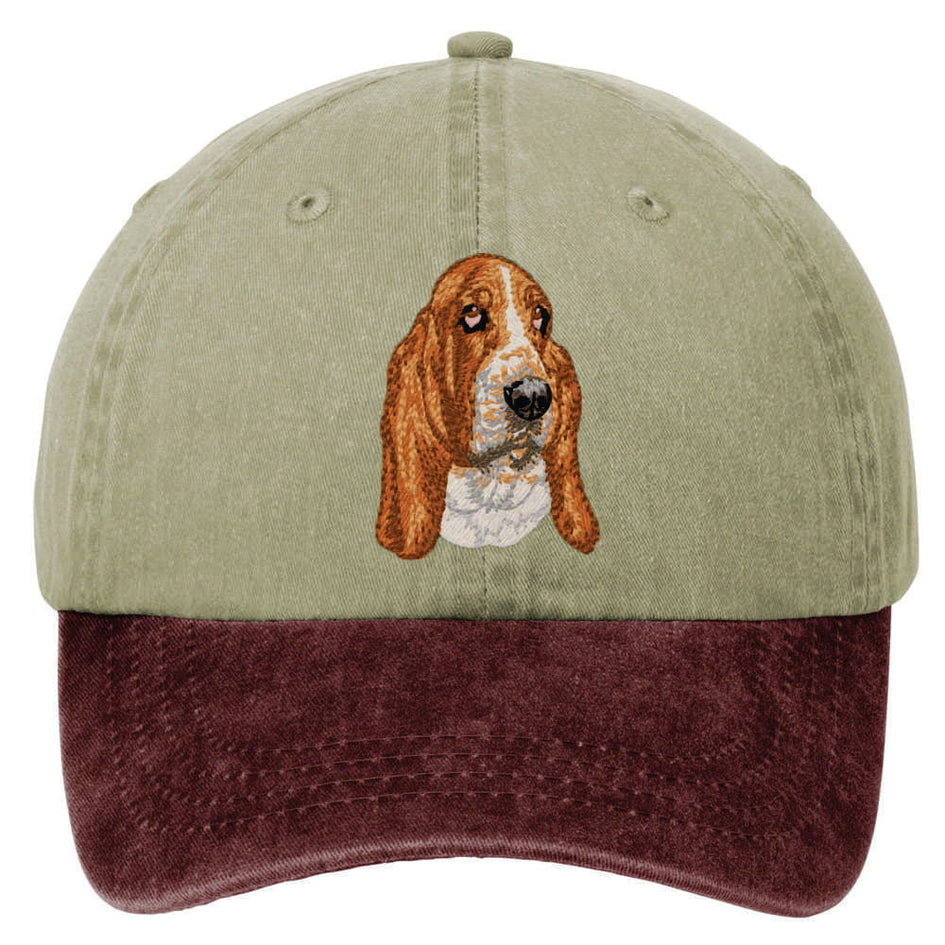Basset Hound  Embroidered Two Tone Baseball Cap