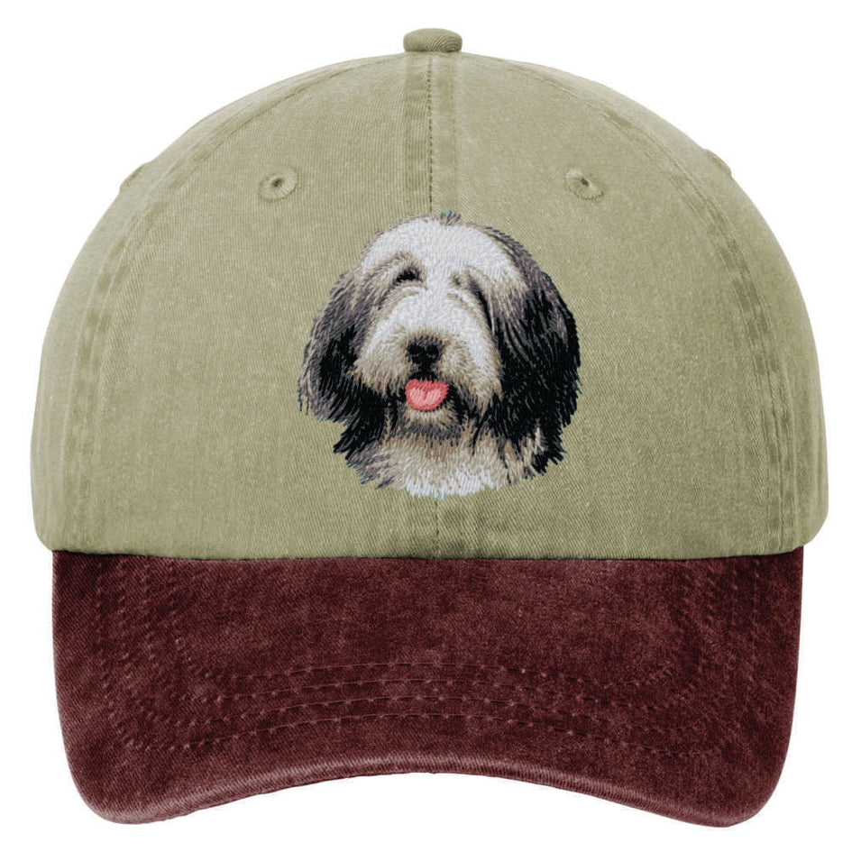 Bearded Collie  Embroidered Two Tone Baseball Cap