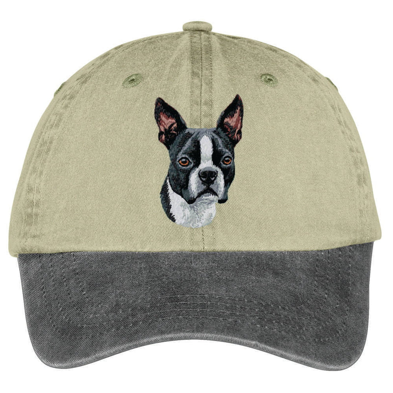 Boston Terrier  Embroidered Two Tone Baseball Cap
