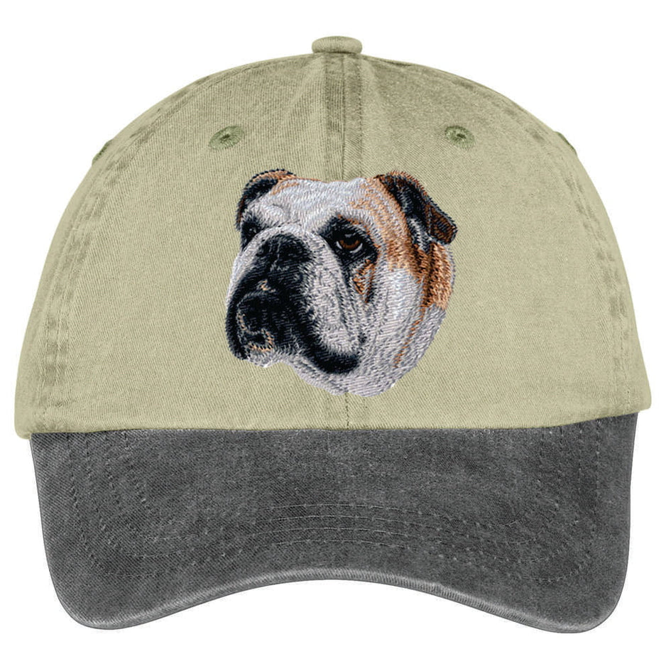 Bulldog  Embroidered Two Tone Baseball Cap