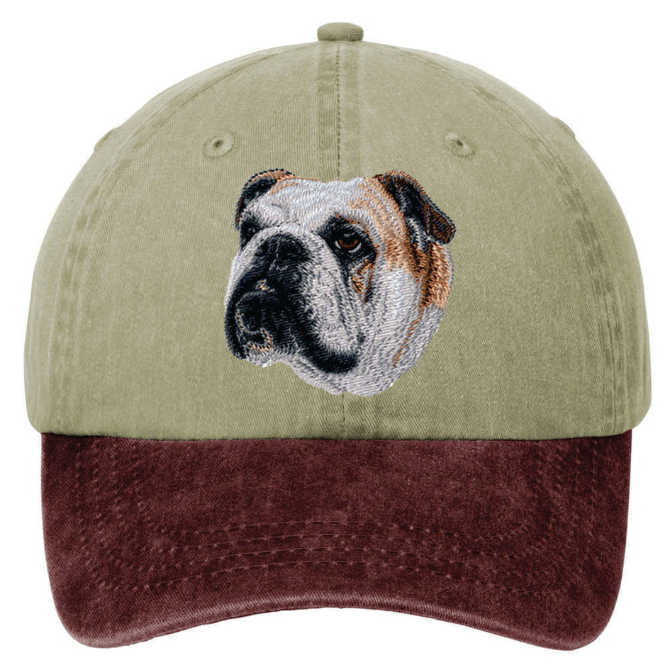 Bulldog  Embroidered Two Tone Baseball Cap