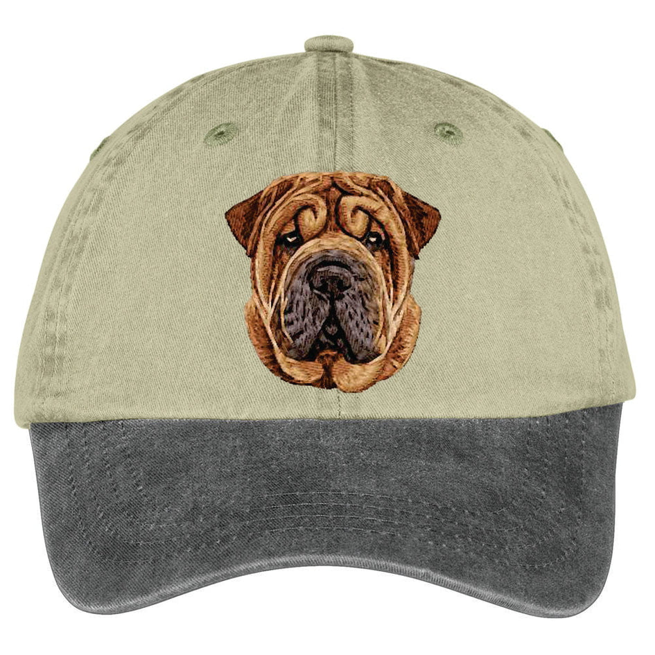 Chinese Shar-Pei  Embroidered Two Tone Baseball Cap