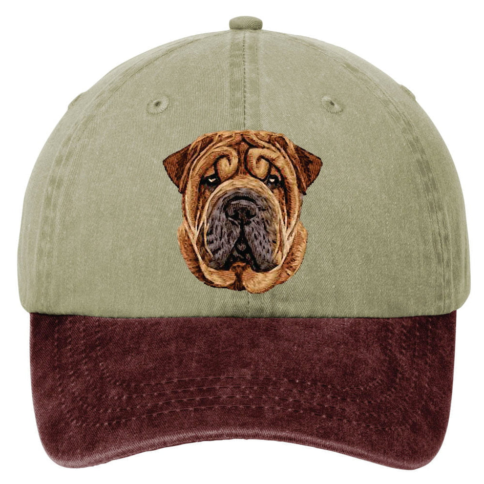 Chinese Shar-Pei  Embroidered Two Tone Baseball Cap