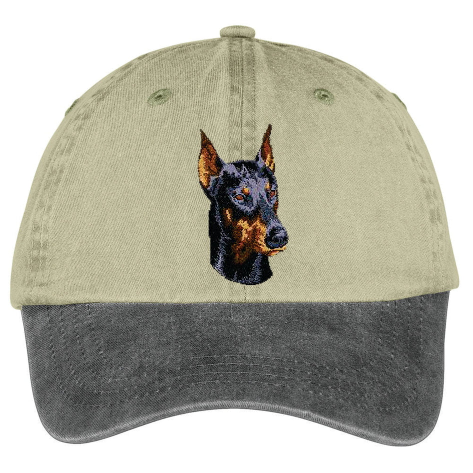 Doberman Pinscher  Embroidered Two Tone Baseball Cap