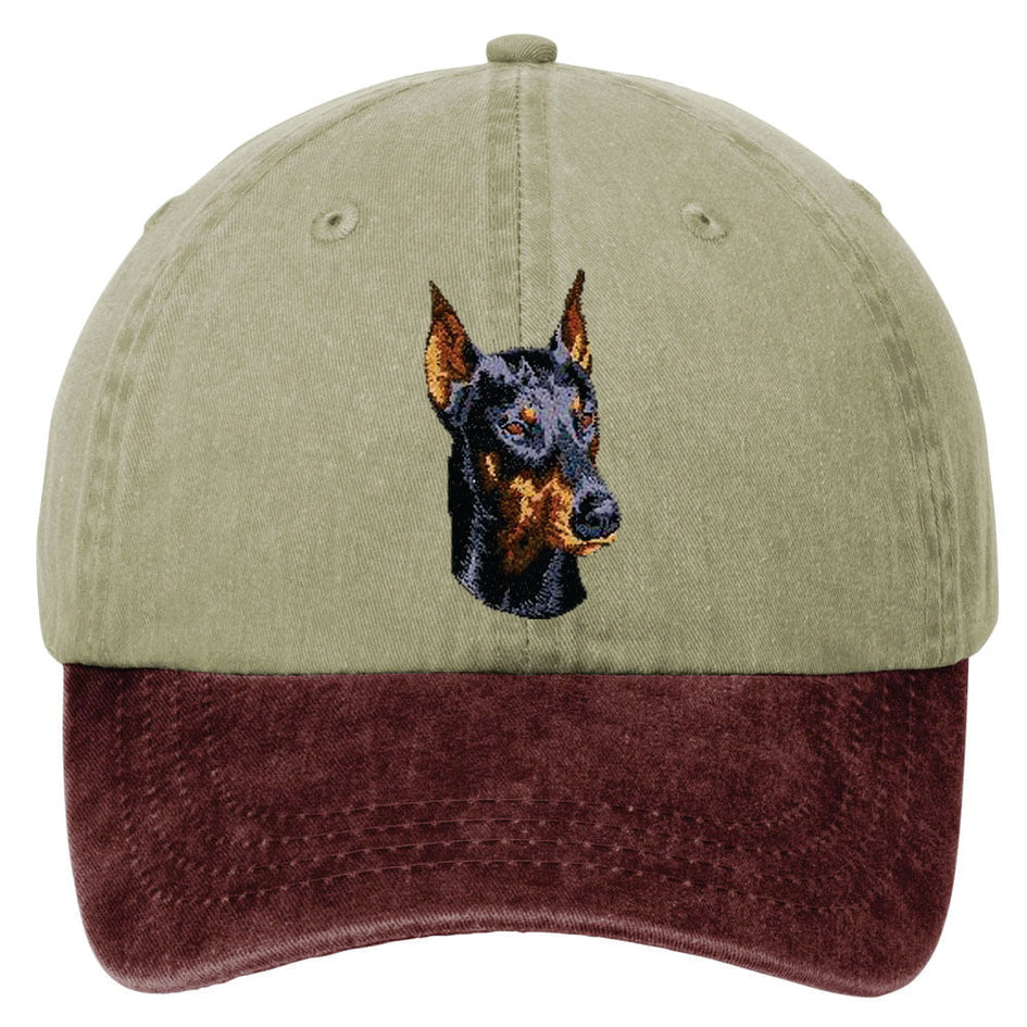 Doberman Pinscher  Embroidered Two Tone Baseball Cap