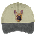 French Bulldog  Embroidered Two Tone Baseball Cap