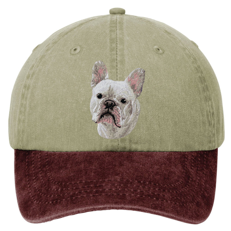 French Bulldog  Embroidered Two Tone Baseball Cap