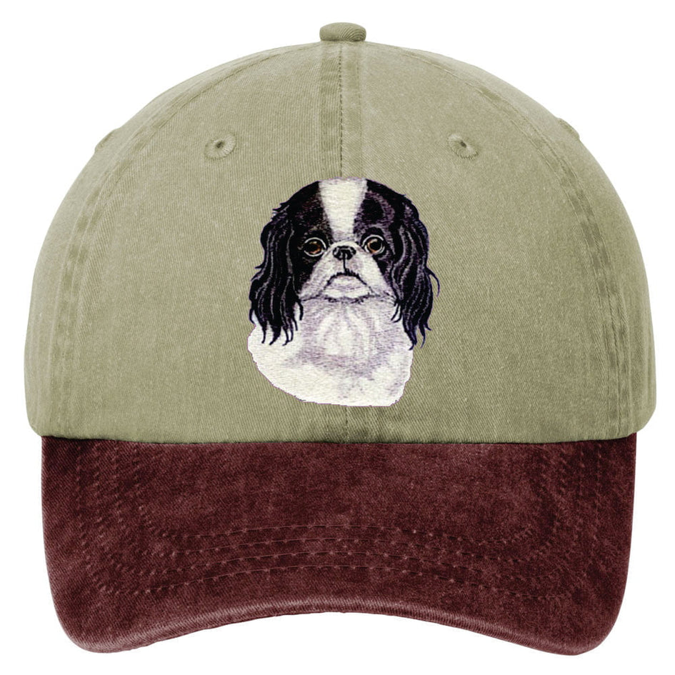 Japanese Chin  Embroidered Two Tone Baseball Cap