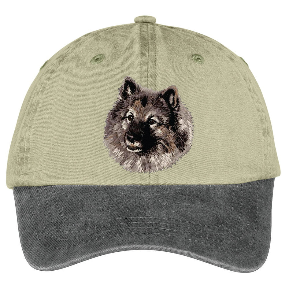 Keeshond  Embroidered Two Tone Baseball Cap