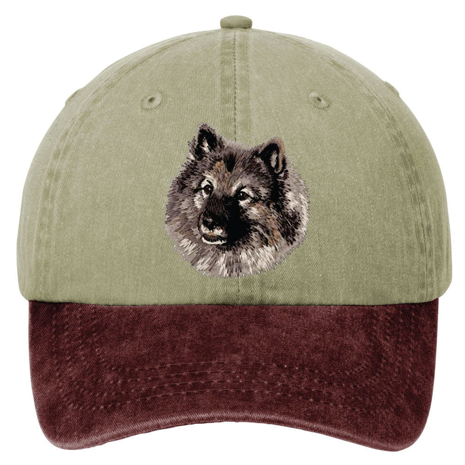 Keeshond  Embroidered Two Tone Baseball Cap