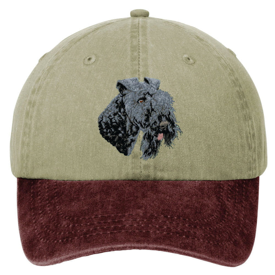 Kerry Blue Terrier  Embroidered Two Tone Baseball Cap