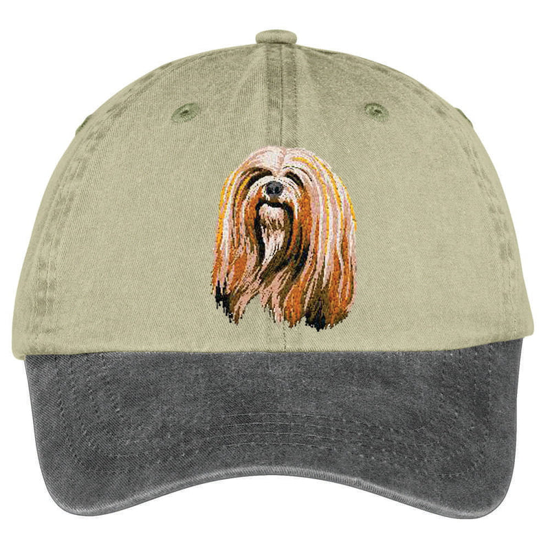 Lhasa Apso  Embroidered Two Tone Baseball Cap