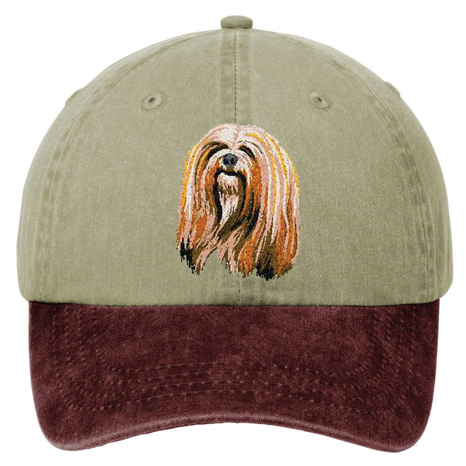 Lhasa Apso  Embroidered Two Tone Baseball Cap