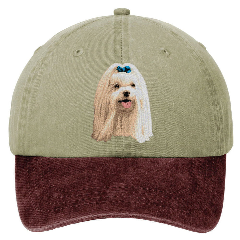 Maltese  Embroidered Two Tone Baseball Cap